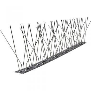Set de 6 pinchos antipalomas y antipájaros de acero inoxidable, 5 filas, longitud total de 3 metros