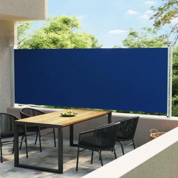 Toldo lateral retráctil para patio 160x600 cm azul