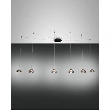 Fabas Luce Arabella Lámpara colgante LED, gris humo, 6 luces, descentralizada, cristal gris transparente