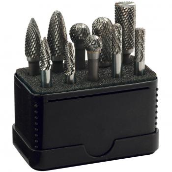 Alpen HM Rotary Burrs Set ZF - Juego de fresas rotativas de carburo, incluye varias formas y tamaños para trabajos de desbaste y acabado en materiales como metal, madera y plástico, alta precisión y durabilidad