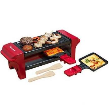 Bestron Mini Raclette, Para 1 ó 2 Personas, Antiadherente, 350 W, Rojo/Negro