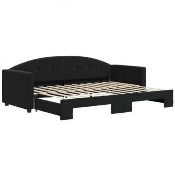 Sofá Cama Nido Terciopelo Negro 80x200 cm con Cama Extraíble