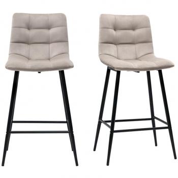 Set de 2 taburetes de cocina de diseño de terciopelo topo 65 cm MAXWELL