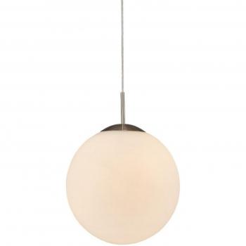 Lámpara colgante Miranda Niquel satinado 1 bombilla 45cm vidrio blanco esmerilado