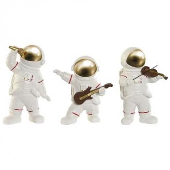 Figura Decorativa Home ESPRIT Blanco Dorado 11 x 10 x 19,5 cm (3 Unidades)