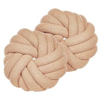 Set de 2 Cojines Nudos Beige Boucle 31 x 31 cm Decorativos Plushy