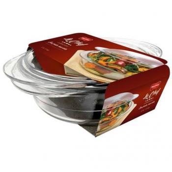 Cacerola Redonda de Vidrio con Tapa 1.5 L Marinex