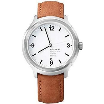 Mondaine Helvetica Bold- Reloj de Cuero Marrón para Hombre y Mujer, MH1.B1210.LG, 43 MM