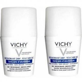 Vichy Desodorante 24h Toque Seco Sin Sales de Aluminio Roll-on 2x50ml