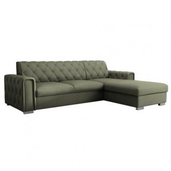 Sofá rinconero Columbus 203 con función de descanso y caja de ropa de cama, 267x185x85cm