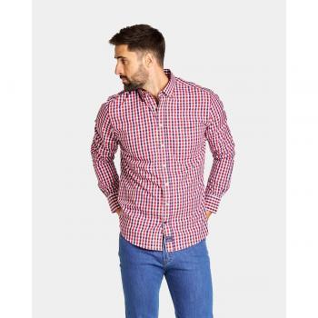 CAMISA CON BOLSILLO DE HOMBRE POPELIN REGULAR CUADROS MULTICOLOR