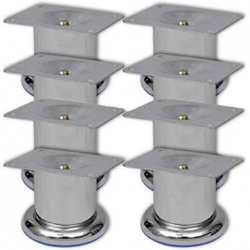 vidaXL 8x Patas de Sofá Redondas Accesorios Soportes Sofa Cama Mobiliario Robustas Estables Montaje Simple Rápido Modernas Repuestos Cromadas 60mm