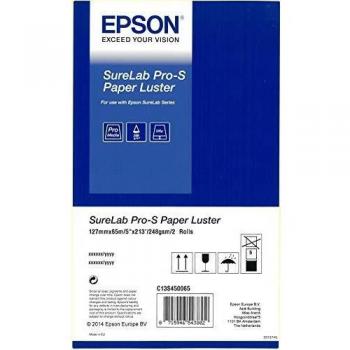 Papel Lustre EPSON SureLab Pro-S 248g - 127mm x 65m - Pack de 2 rollos con BP marcado al dorso