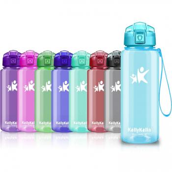 KollyKolla Botella de Agua Deportes, Botellas Sin BPA Tritan Plástico Reutilizables Ecológica con Filtro, Water Bottle para Niños, Gimnasio, Yoga, Oficina, Senderismo,