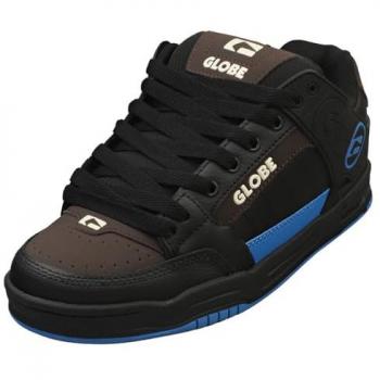 Zapatillas de Skate Globe Tilt negras con detalles en tan y cobalto, modelo unisex, disponibles en múltiples tallas