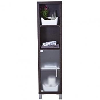 Estantería Baño Gala 8902 Wengué - Mueble de Baño con Puertas de Vidrio y Estantes Ajustables