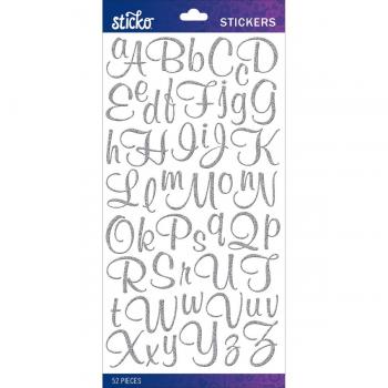 Sticko Alphabet Glitter Script Stickers, Small, Silver