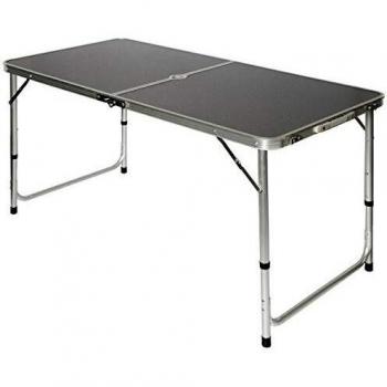 Mesa de Camping Plegable Amanka 120x60cm de Aluminio, Altura Regulable y Portátil en Maletín, Gris Oscuro
