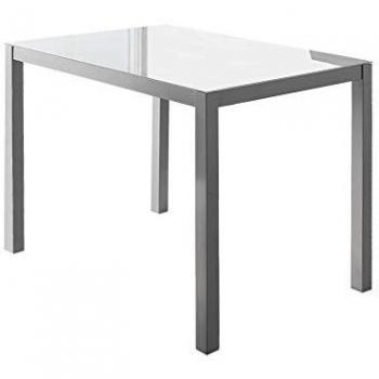 Mesa Fija Rectangular Melbourne Blanca con Cristal Templado 110x75x75 cm