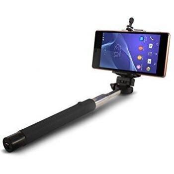 KSIX Palo de Selfie Extensible con Bluetooth 4.0, Longitud Máxima 1m, Compatible con IOS/Android, Color Negro