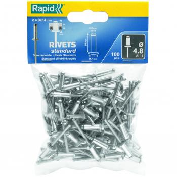 Remaches de Aluminio Rapid Estándar 4,8 x 14 mm Paquete de 100 unidades