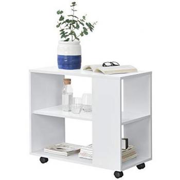 Mesa de Centro Älvdalen con Ruedas Bloqueables y Estante Aglomerado 60 x 70 x 35 cm - Blanco