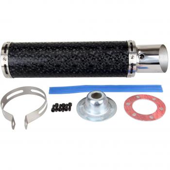 Iglobalbuy 50mm Silenciador de Tubo de Escape Negro Universal de Fibra de Carbono Redondo Alargado para Moto
