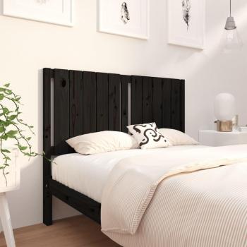 Cabecero para cama negra de madera maciza de pino 125,5x4x100 cm