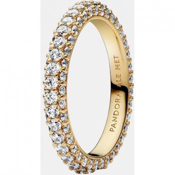 Anillo Fila en Pavé de Pandora con Circonitas Cúbicas y Chapado en Oro Rosa - Talla 56