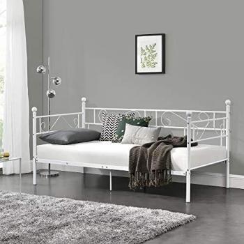 Sofá cama individual Granada de acero resistente 90 x 200 cm - Blanco