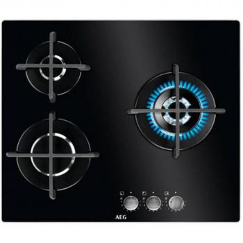 AEG HKB63320NB Placa de Gas 60 cm Cristal Negro 3 Fuegos Serie 6000