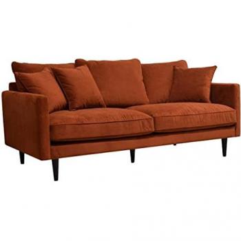 Sofá de 3 plazas Candice en terciopelo naranja terracota - L 194 x P 96 x H 85 cm