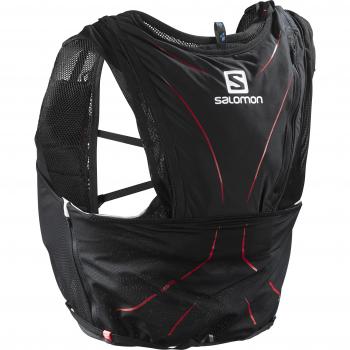Salomon Mochila ligera de hidratación 12 l, adv skin 12 set, negro y rojo, talla: XS y S