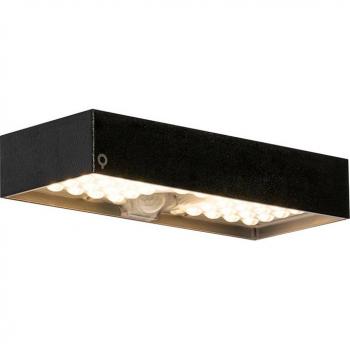 Aplique de exterior negro con luz de cruce, sensor solar y LED 6W - Kayo