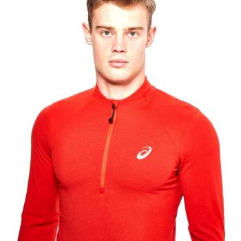 Asics LS 1/2 Zip Jersey Camiseta de Manga Larga, Hombre, Rojo