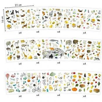 Maildor AE017O - Un sachet de gommettes Mimi stick' 48 planches 21x16 cm, assortis