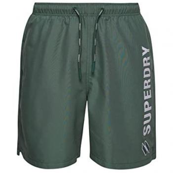 Bañador Superdry para hombre de 48 cm con aplicación en color verde bosque