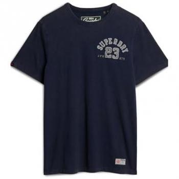 Superdry - Camiseta de manga corta Vintage Athletic con detalle en el pecho, color marino, para hombre, modelo M1012041A, casual, fabricada en algodón