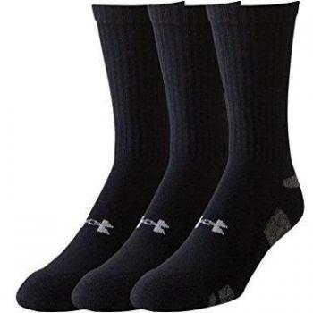 Under Armour Ua Heatgear 3Pk Crew - Calcetines para hombre, color negro, talla XL