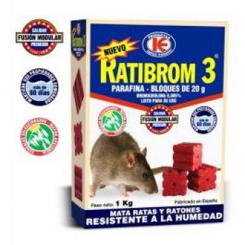 Raticida Ratibrom-3 en Bloques de Alta Apetencia y Eficacia 1 Kg