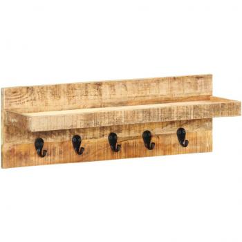 Wall Mounted Coat Rack Solid Rough Mango Wood