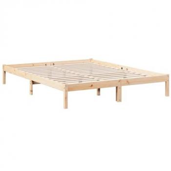 Cama extralarga sin colchón madera maciza de pino 160x220 cm Marrón