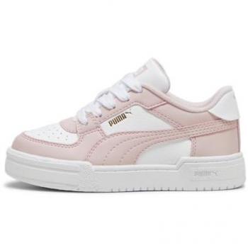 Zapatillas de baloncesto para niños Puma CA Pro Classic blancas y rosa, planas, con cordones, casuales, moda infantil