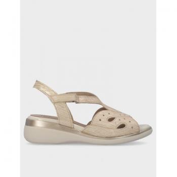 Sandalia Cuña Pitillos 5591 Oro Talla 38 - Elegante Calzado de Verano con Detalles en Color Dorado