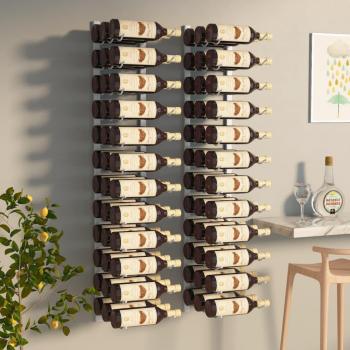 vidaXL Wall Mounted Wine Rack for 36 Bottles - 2 pcs - White Iron