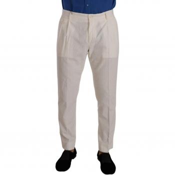 Dolce & Gabbana White Corduroy Cotton Tapered Pants - IT48 | M