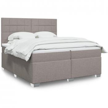 Cama box spring de muelles con colchón Tortera 200x200 cm en tela gris taupe