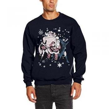 DC Comic Christmas Batman & Robin Santa Claus-Sudadera Hombre,    Azul M