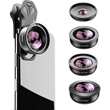 Apexel Kit de lentes 5in1 , 2x de teleobjetivo y lente superancha de 170 ° y macro de 10x y lente ancha de 110 ° y ojo de pez de 195 ° para iPhone, Samsung y la mayoría de los teléfonos inteligentes