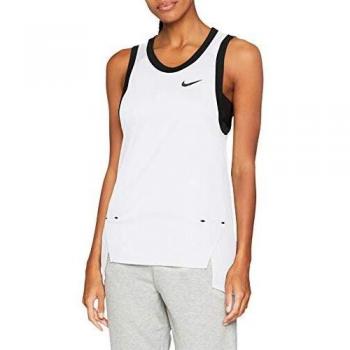 Nike W NK Elite Tank de Baloncesto, Mujer, White/Black, L